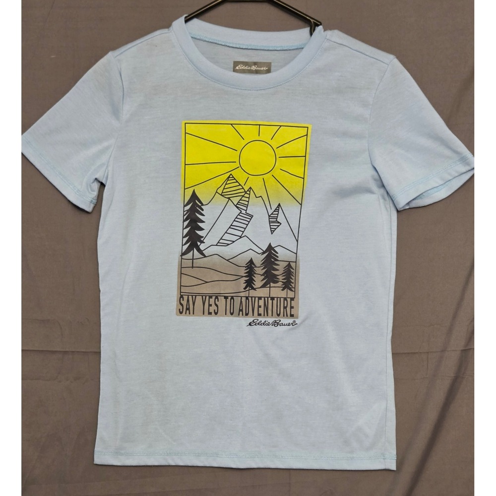 Eddie Bauer "Say Yes To Adventure" Graphic T-Shirt Youth Size M (10-12) Blue